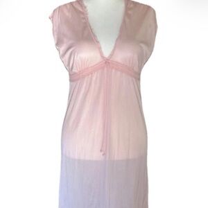 Vintage Philmaid Pink Nylon Lace Nightgown S